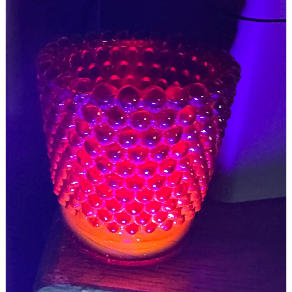 Set of 4 RUBY RED Amberina HOBNAIL VOTIVE CANDLE HOLDERS (GLOW) more available - Picture 4 of 7